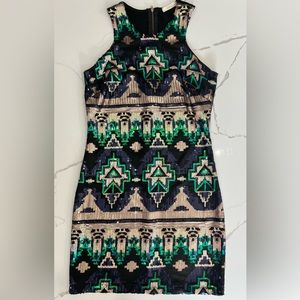 Just Me sequin Aztec cocktail dress size Large